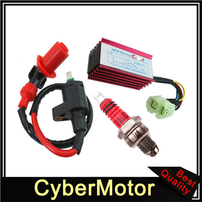 รถแข่งสีแดงคอยล์จุดระเบิด AC CDI A7tc Spark Plug Xr50 Xr70 Xr80 Xr100 Crf5