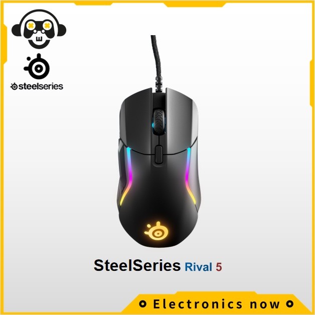 SteelSeries Rival 5 Gaming Mouse (62551)  FPS, MOBA, MMO, Battle Royale  18,000 CPI TrueMove Air Op