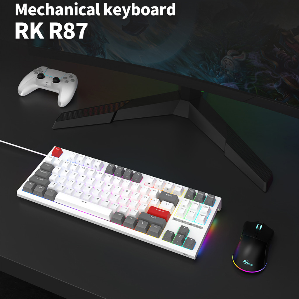 ROYAL RK KLUDGE R87แป้นพิมพ์แบบมีสาย87คีย์ RGB Backlit Hot-Swappable Gamer แ
