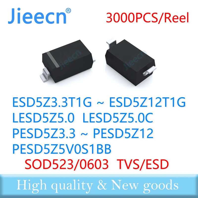 ชิ้น 3000 SOD523 ESD5Z LESD5Z PESD5Z ESD5Z3.3T1G ESD5Z5.0T1G PESD5Z5.0 LESD5Z5.0 ESD5Z12T1G 3.3V 5V