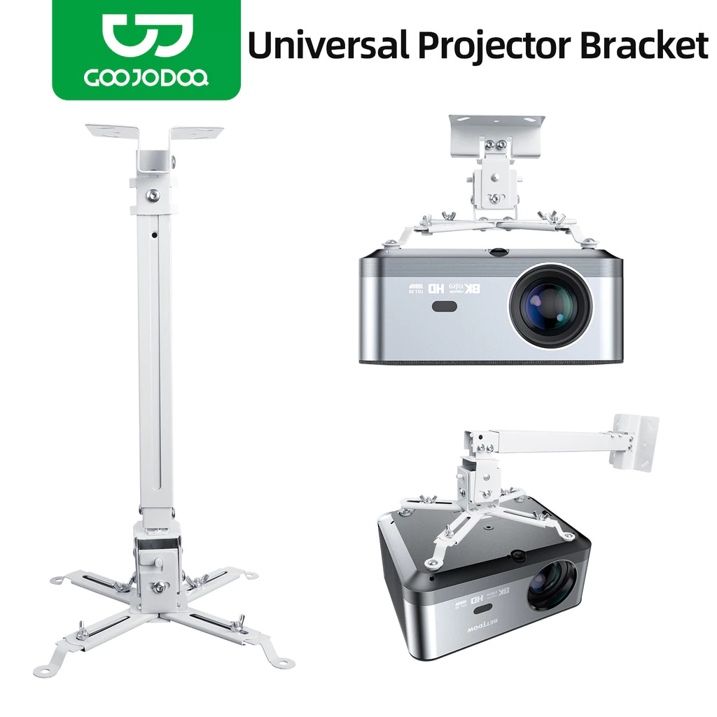 GOOJODOQ ขายึดโปรเจคเตอร์ 3-in-1 อเนกประสงค์: เพดานฟลัช, แขนยืดไสลด์, การติดตั้งติดผนัง - รองรับได้ถึง 55 ปอนด์
