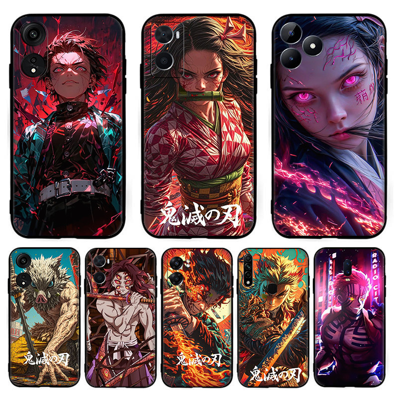 สําหรับ OPPO Reno 5 4G 5F Lite 5K 5G Pro Plus TPU หรูหราซิลิโคนสีดํานุ่มกรณี Anime Demon Slayer Soft