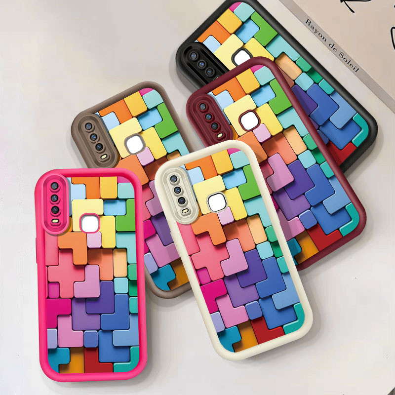เคสสําหรับ VIVO Y11 Y12 Y17 Y15 Y17S Y19 Y20 Y12i Y12S Y15S Y15A Y16 Y20i Y20A Y20S Y20T Y76S Y76S Y76 Y81 Y85 Y81i Y83 Y85 Y81i Y83 Y81i Y81i Y83 Y81i Y81i Y85 น่ารักกันกระแทกฝาครอบความคิดสร้างสรรค์ที่มีสีสันฝาครอบกันกระแทกT Tetrisน่ารัก