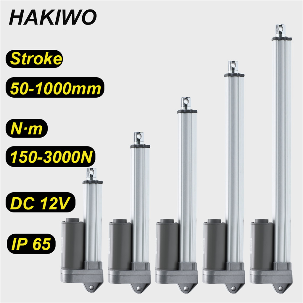 HAKIWO 12V ตัวกระตุ้นเชิงเส้น IP65 Linear Actuator 3000N 100 มม.500 มม.700 มม.Stroke Solar Tracker