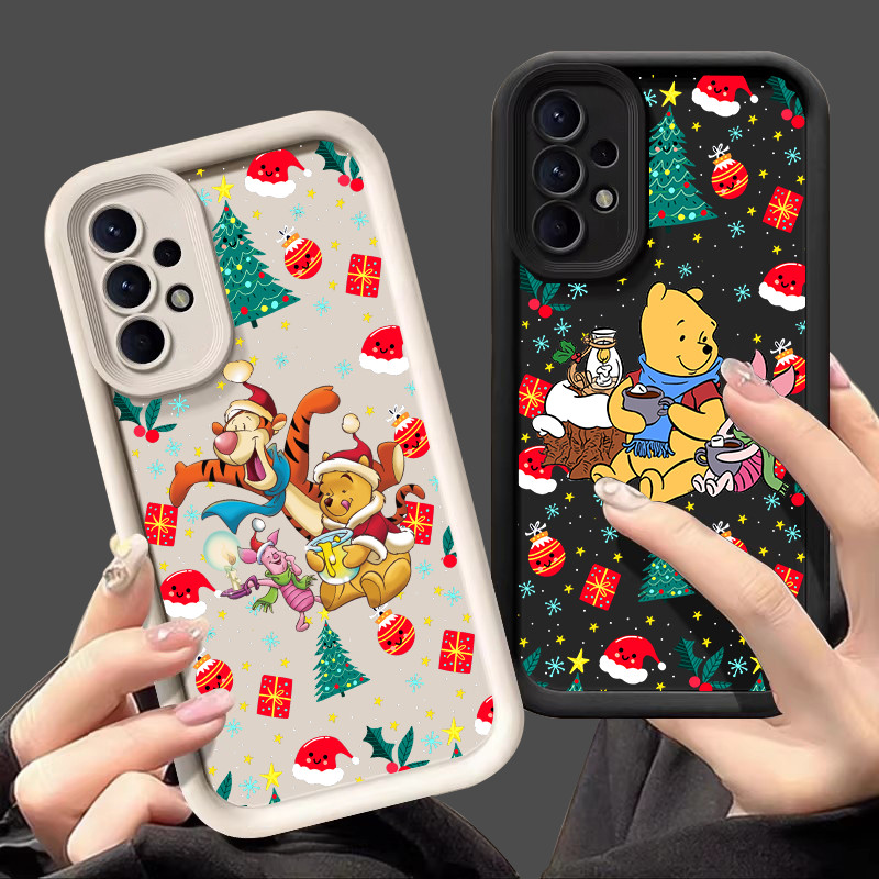 SAMSUNG สําหรับsamsung Galaxy A55 A35 A53 A54 5G A52 A73 A32 A34 ปลอกอ่อนA25 A21S A23 A13 A14 A15 A06 กล้องป้องกันเคสโทรศัพท์คริสต์มาสW-Winnie The Poohs