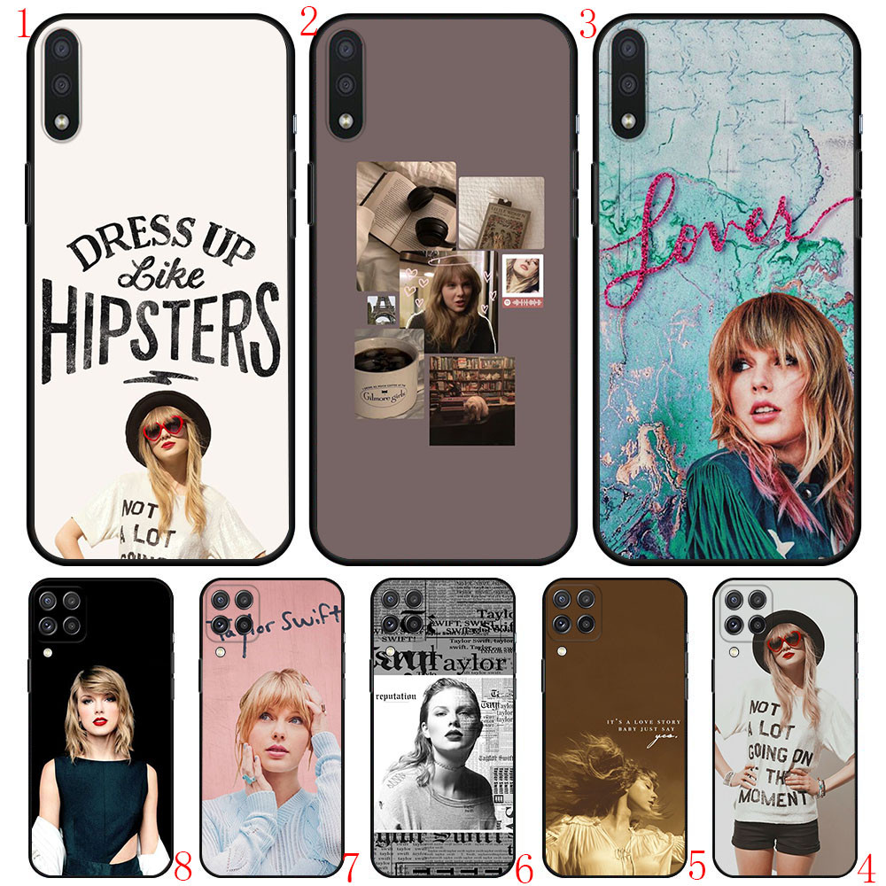 Samsung A05 s A15 A25 A24 A35 A53 A55 M15 M55 S23 FE S24 FE Y1 อะนิเมะ Taylor Swift เคสโทรศัพท์สีดํานุ่ม