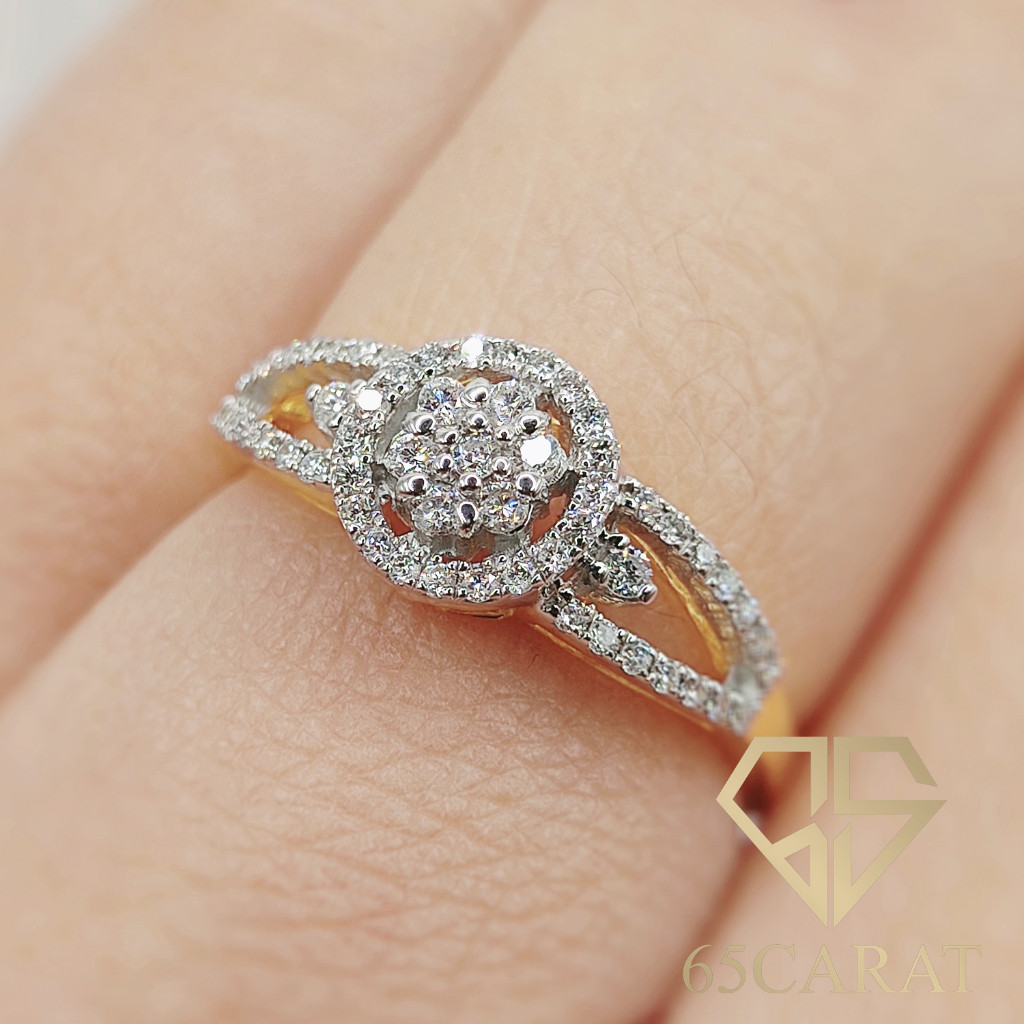 65Carat - แหวนเพชรแท้ เพชรเบลเยี่ยมคัทน้ำ100 น้ำหนัก 0.31 กะรัต รหัสR46