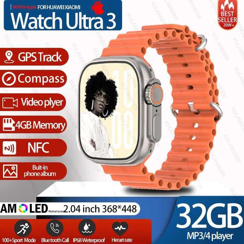 ใหม่สำหรับ 2025 IOS DT Ultra 3 นาฬิกาสมาร์ทวอทช์ธุรกิจระดับสูง 32G หน่วยความจำขนาดใหญ่ อัลบั้มกีฬาผู