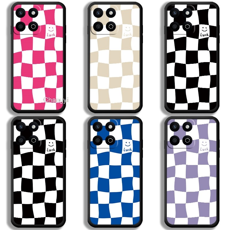 ลายสก็อตขาวดํา เคสเฟรม tpu Epoxy กระบวนการสําหรับ Honor X7c