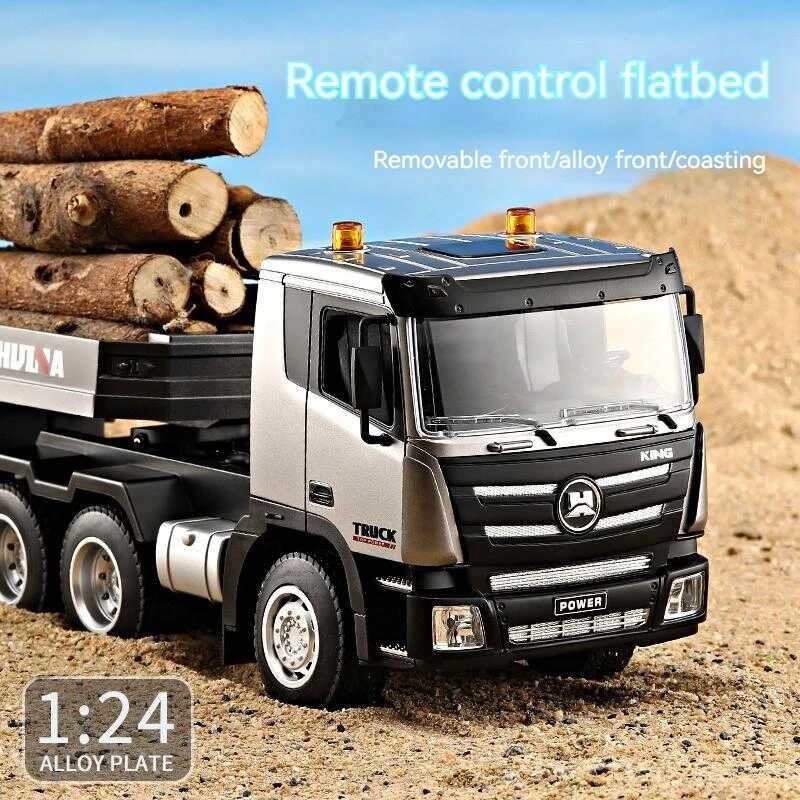 ➧ Huina 1318 1:24 รถพ่วงรถบรรทุกรถแทรกเตอร์ 2.4G การควบคุมร