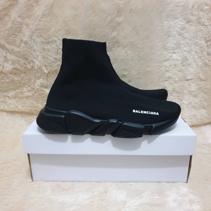 Balenciaga Top Speed Trainer Triple Black Unisex Slip On Shoes