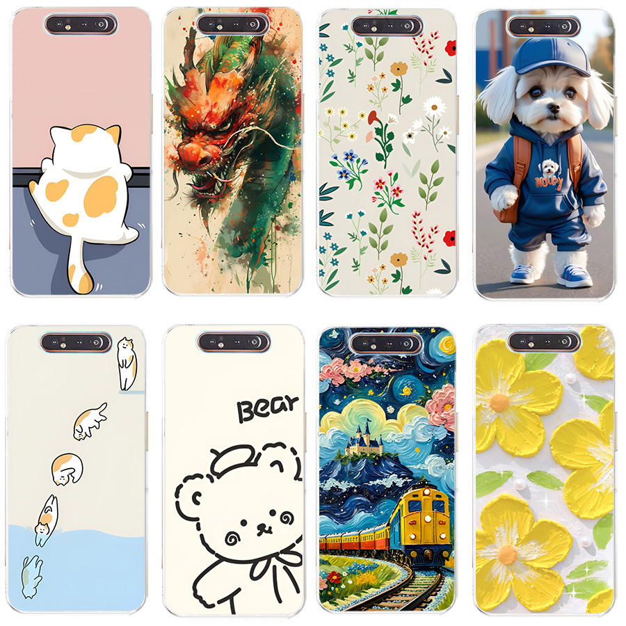 ปลอกสําหรับ Samsung galaxy A80 เคสซิลิโคนอ่อน TPU พิมพ์ฝาครอบโทรศัพท์