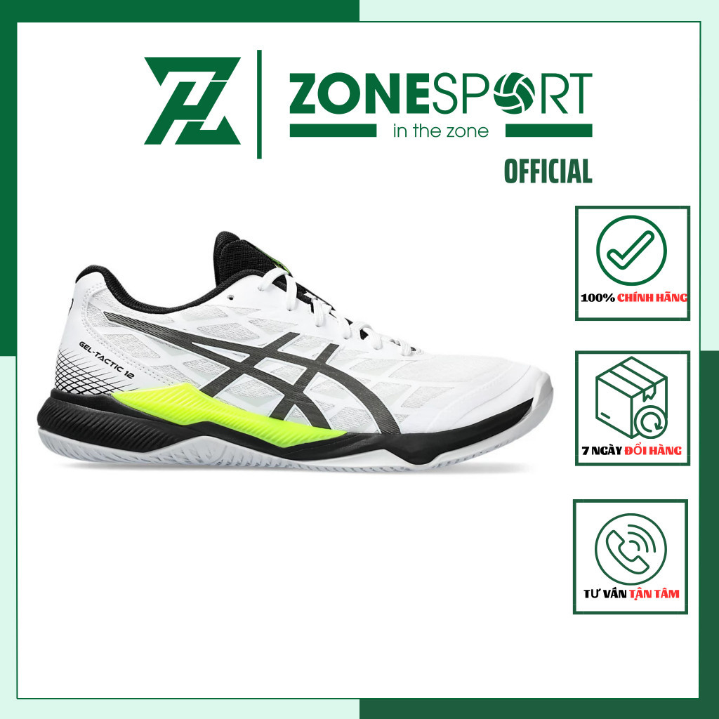 รองเท้า Asics Gel Tactic 12 (WIDE) สีขาว - รองเท้าวอลเลย์บอล, แบดมินตัน, รองเท้าเทนนิสพร้อมการออกแบ