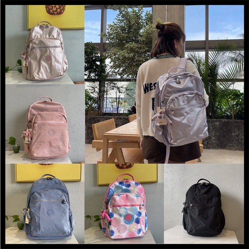 Kipling กระเป๋าลิงกระเป๋าเดินทางไนลอนแฟชั่นลำลองกระเป๋าเป้สะพายหลังความจุขนาดใหญ่