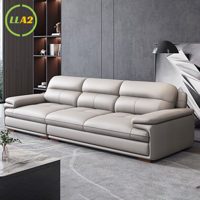 LLA2 โซฟาเพรียวบางเรียบง่ายหนังแท้โซฟาสไตล์มินิมอลสําหรับอวกาศขนาดเล็กและขนาดใหญ่