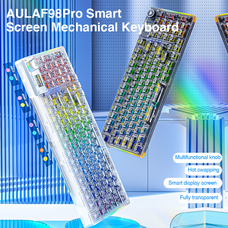 คีย์บอร์ดกลไกไร้สาย AULA F98PRO บลูทูธ, คีย์บอร์ดเกม RGB backl