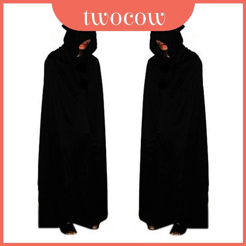 เสื้อคลุมฮาโลวีน คอสเพลย์ Grim Reaper แวมไพร์แม่มด Wizard Robe Party ผู้ใหญ่เด็กเสื้อคลุมสีดํา Cape