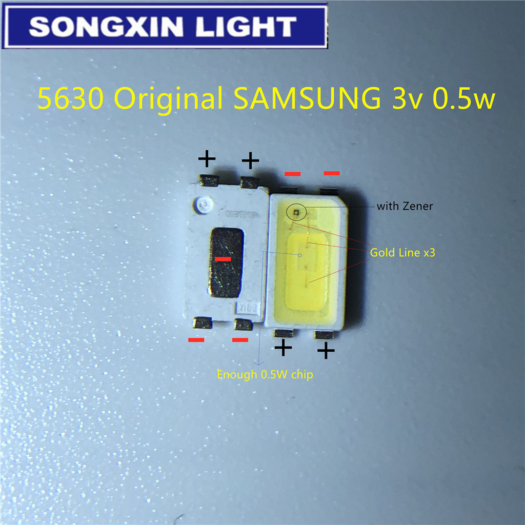 1000pcs สําหรับ SAMSUNG LED Backlight 0.5W 3v 5630 Cool สีขาว LCD Backlight สําหรับทีวีทีวีแอพพลิเคช