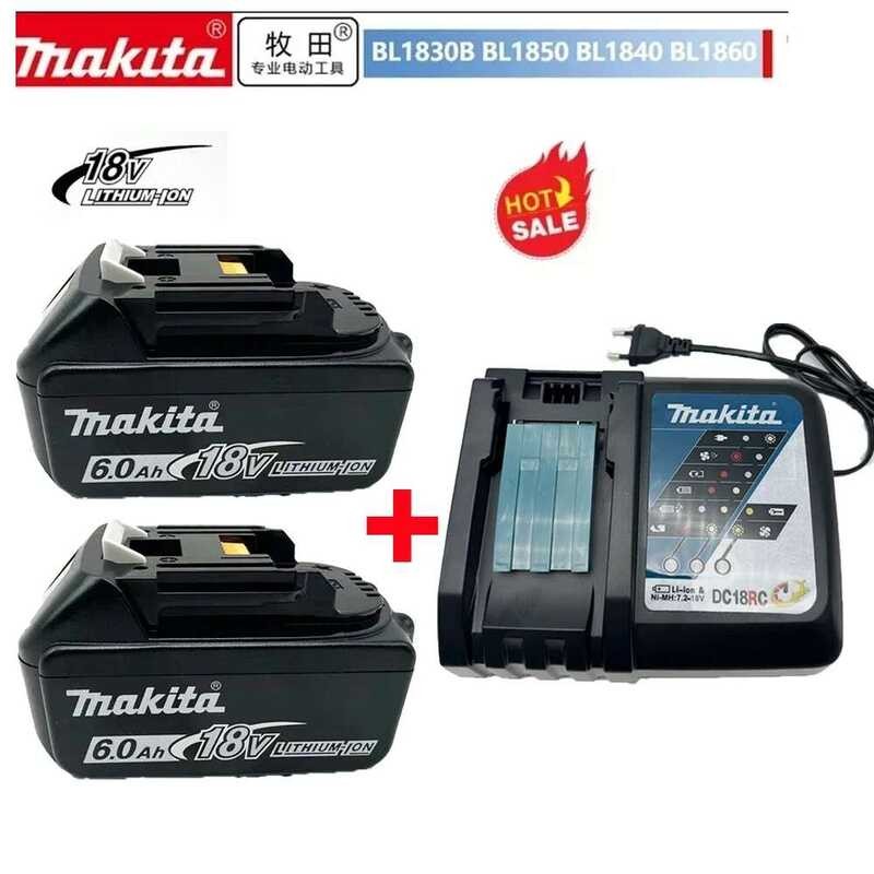 ของแท้ 100% 18V 6.0Ah ชาร์จใหม่ได้ สำหรับ Makita BL1830 BL1830B BL1840 BL1840B BL1850 BL1850B