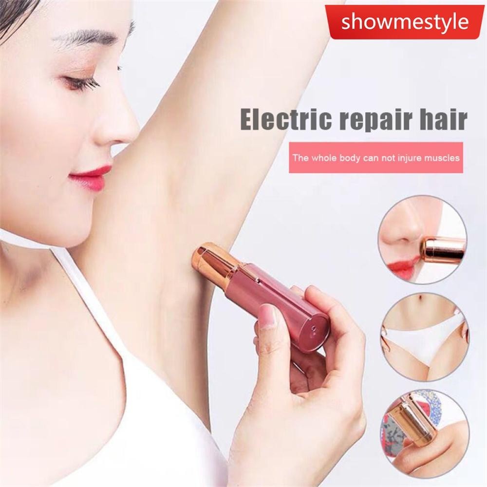 Sms ผู้หญิงไฟฟ้า Mini ลิปสติกเครื่องโกนหนวด Eyebrow Trimmer Body Facial ลิปสติกรูปร่างแบบพกพา Hair R