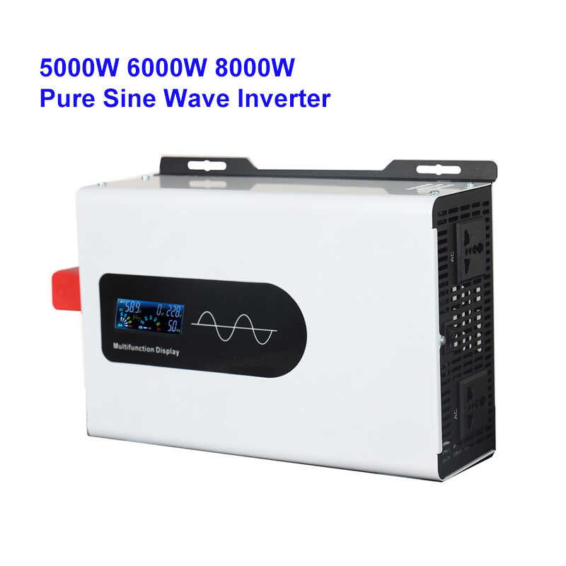 5000W 6000W 8000W Pure Sine Wave Inverter DC 12V 24V To AC 220V Off Grid Inverter Portable Converte