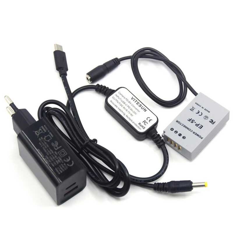 PD c 3.0 Charger USB Type C Cable EH5 EH5A EN EL24 ENEL24 EN-EL24 Dummy Battery EP-5F EP5F DC Cou