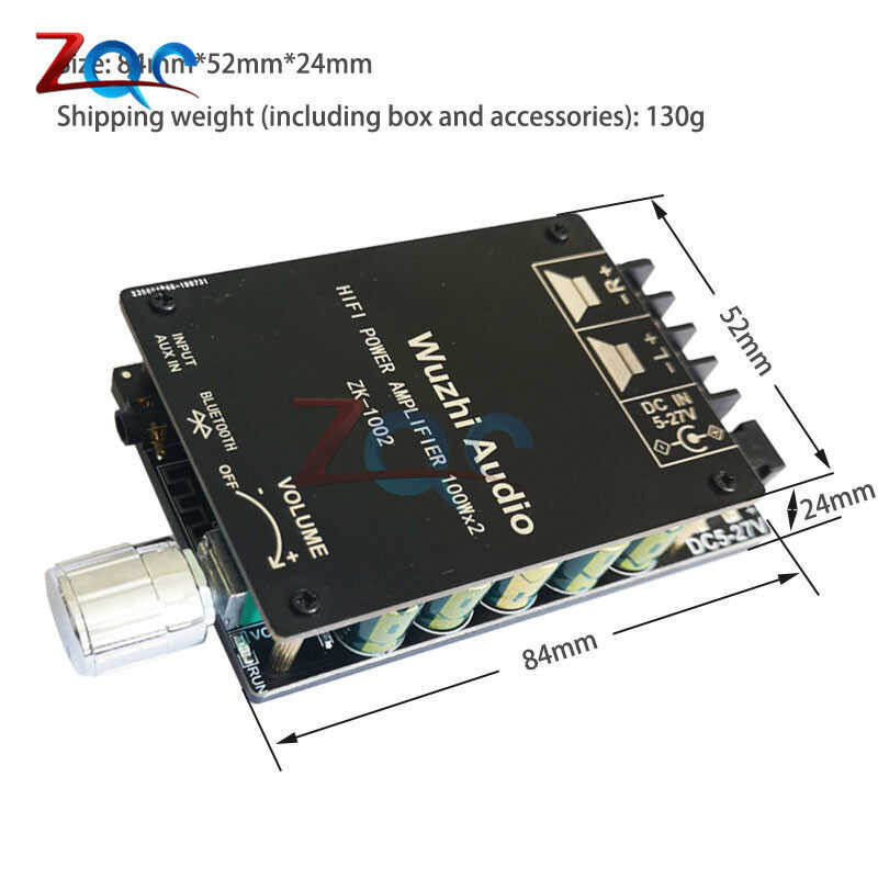 ❤ Zk-1002 HIFI Wireless Bluetooth 5.0 Tpa3116ดิจิตอลเครื่องขยายเสียงพ