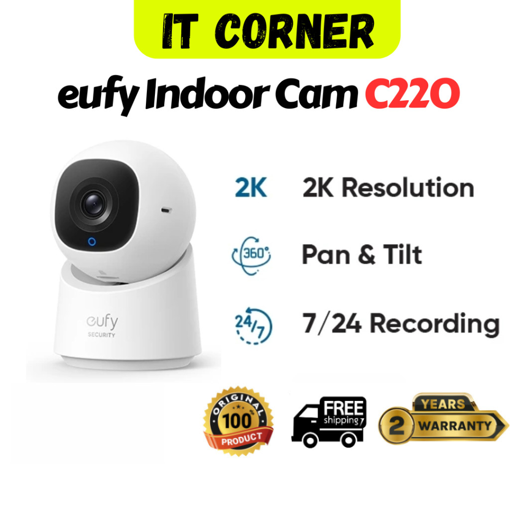 Eufy Security Indoor Cam C220 ความละเอียด 2K พร้อมมุมมองแนวนอน 360