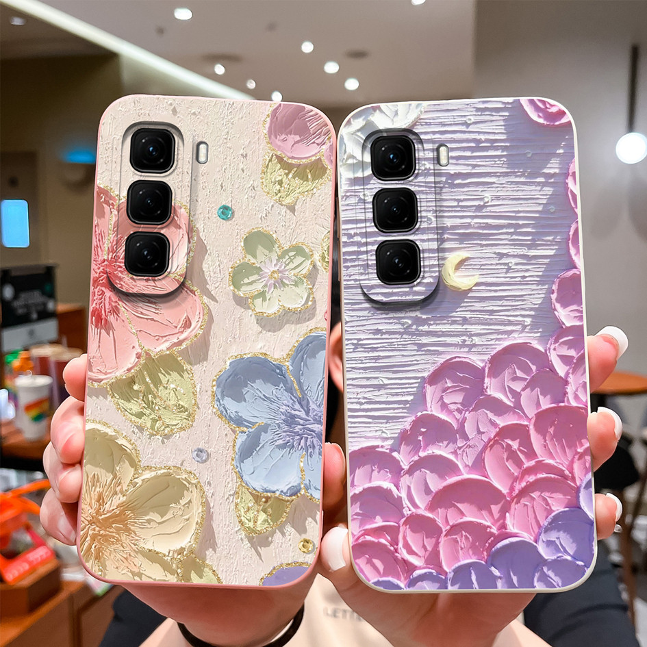 เคสโทรศัพท์สําหรับ Infinix Hot 50 50i สมาร์ท 9 4G 5G ปลอกแฟชั่นรูปแบบแบนซิลิโคนนุ่มสําหรับ Infinix Hot50 50 i Smart9 Shell Capa