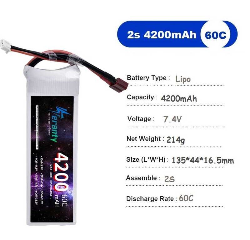 Δ FPV 2S LIPO แบตเตอรี่ 4200Mah 5200Mah 5600Mah 6000Mah 6500Mah 7200Mah รถแข่งเ