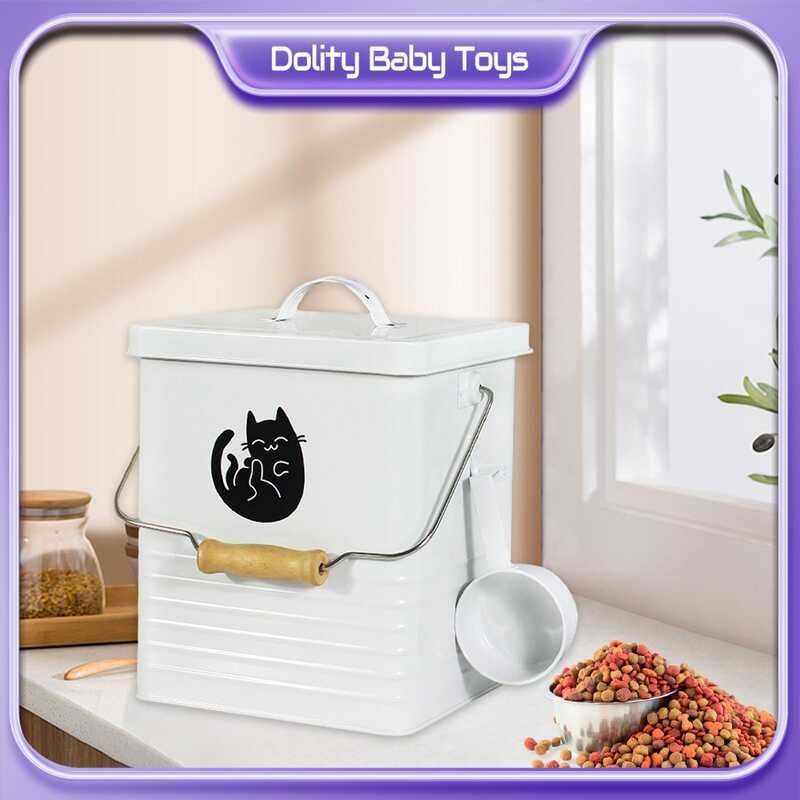 Airtight Dolity Storage Tin W/ Lid With Spoon Seag 8L Food Storage Container For Cat Food Dog Food