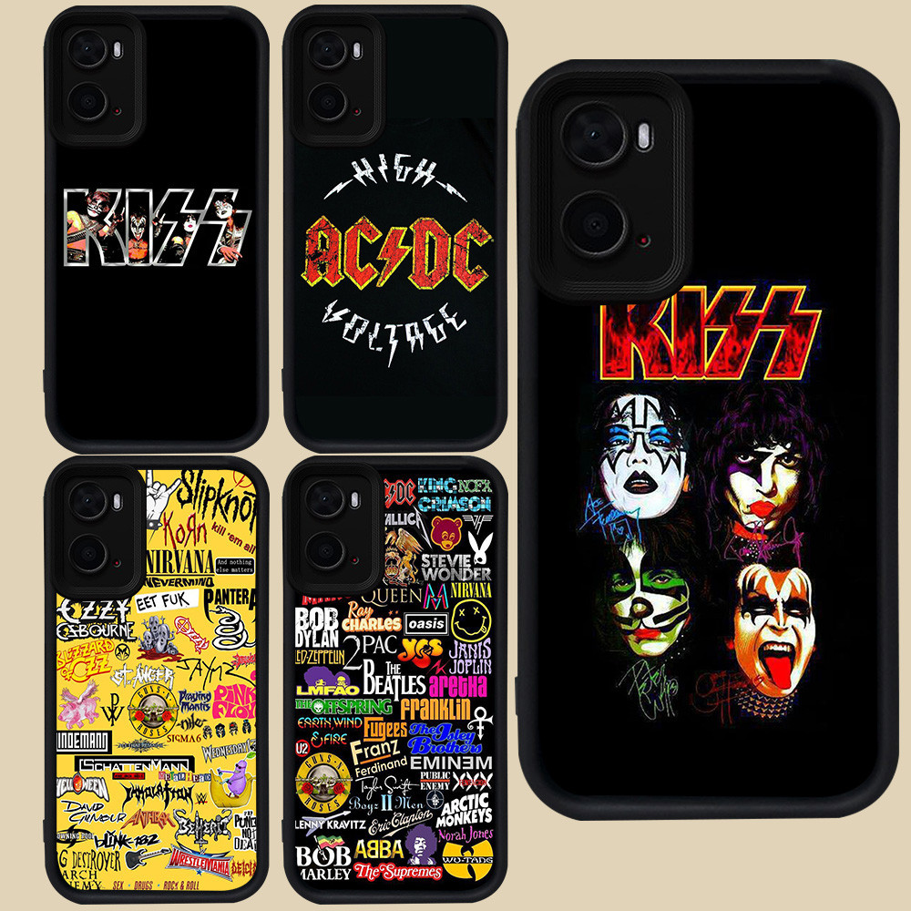 เคสสีดําสําหรับ OPPO A96 A57e A36 A77s A76 A77 A57s A57 R25 Rock Band