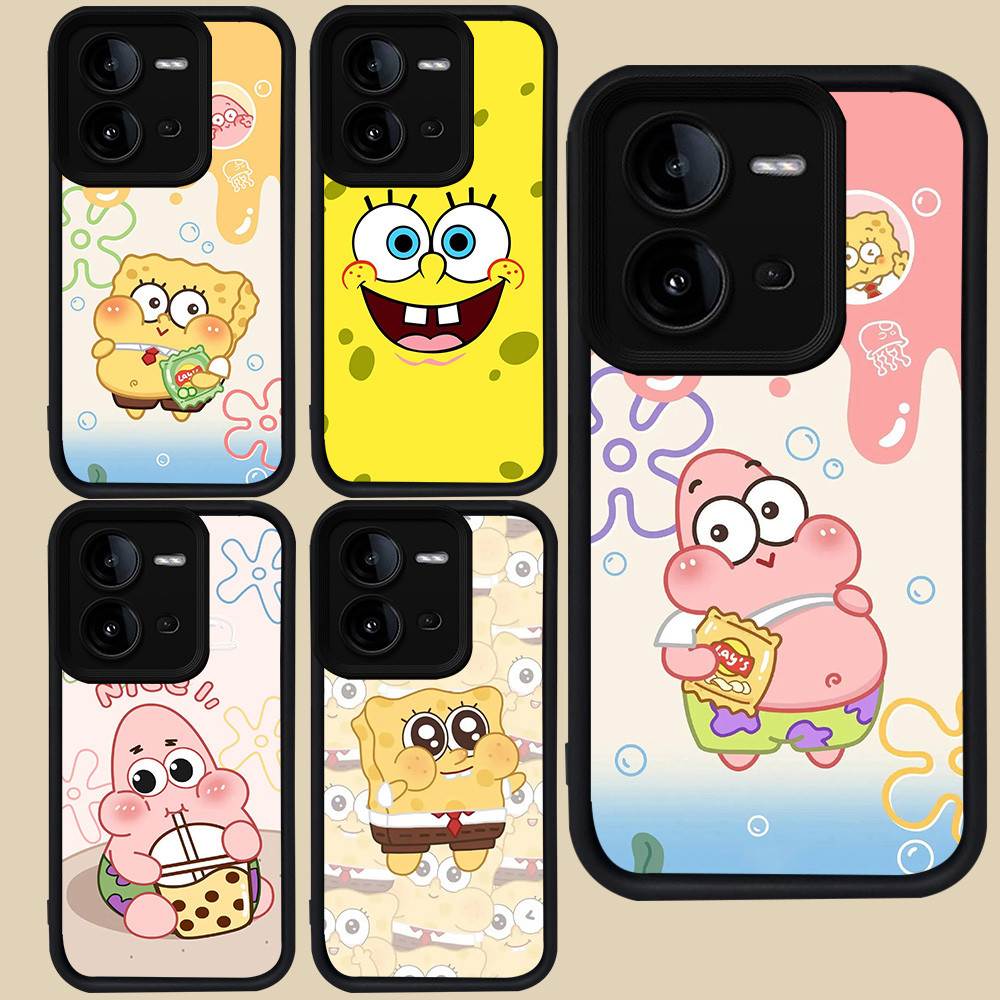 ปลอกสีดําสําหรับ VIVO V23E Y75 V50 Lite Y31 Y51S Y51A V25 V25E Y33 Y51 Y53s V23 Y200 5G R76 SpongeBo
