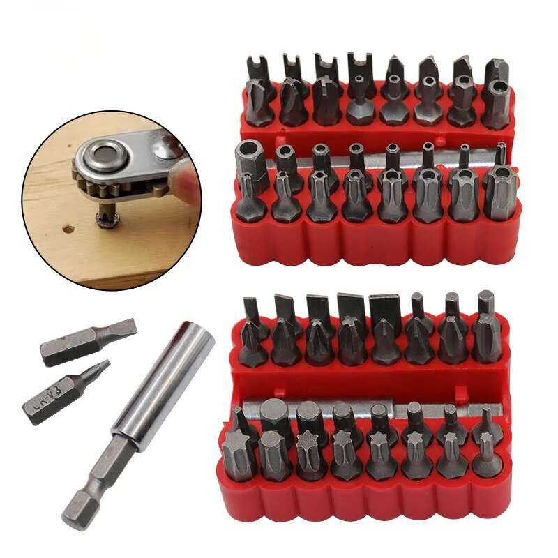 33 ชุดดอกไขควง ชิ้น ป้องกันการงัดแงะ ดอกไขควง Torx Hex Star Tri Wing พร้อมที่ยึดแม่เหล็ก ชุดเครื่องม