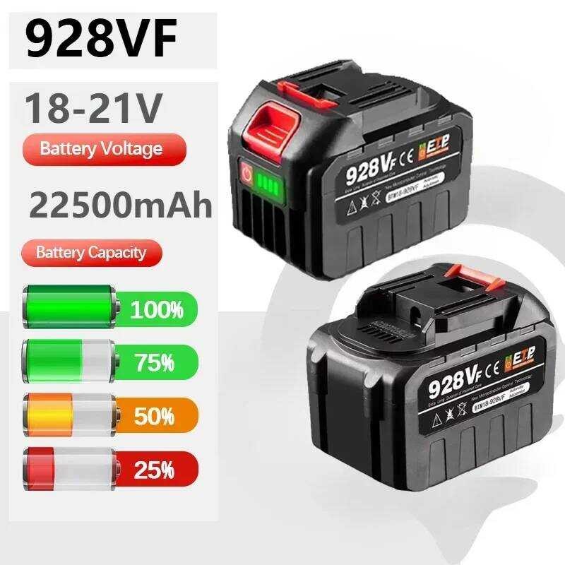 แบตเตอรี่ลิเธียมไอออนแบบชาร์จได้ความจุสูง 20V 928VF 22500mAh สำหรับเลื่อยโซ่ไฟฟ้า สว่านไฟฟ้า และประแ