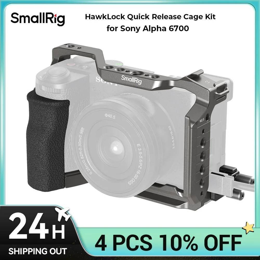 SmallRig A6700 กล้อง Cage HawkLock Quick Release Cage Kit สําหรับ Sony Alpha 6700 พร้อมสายเคเบิล Cla