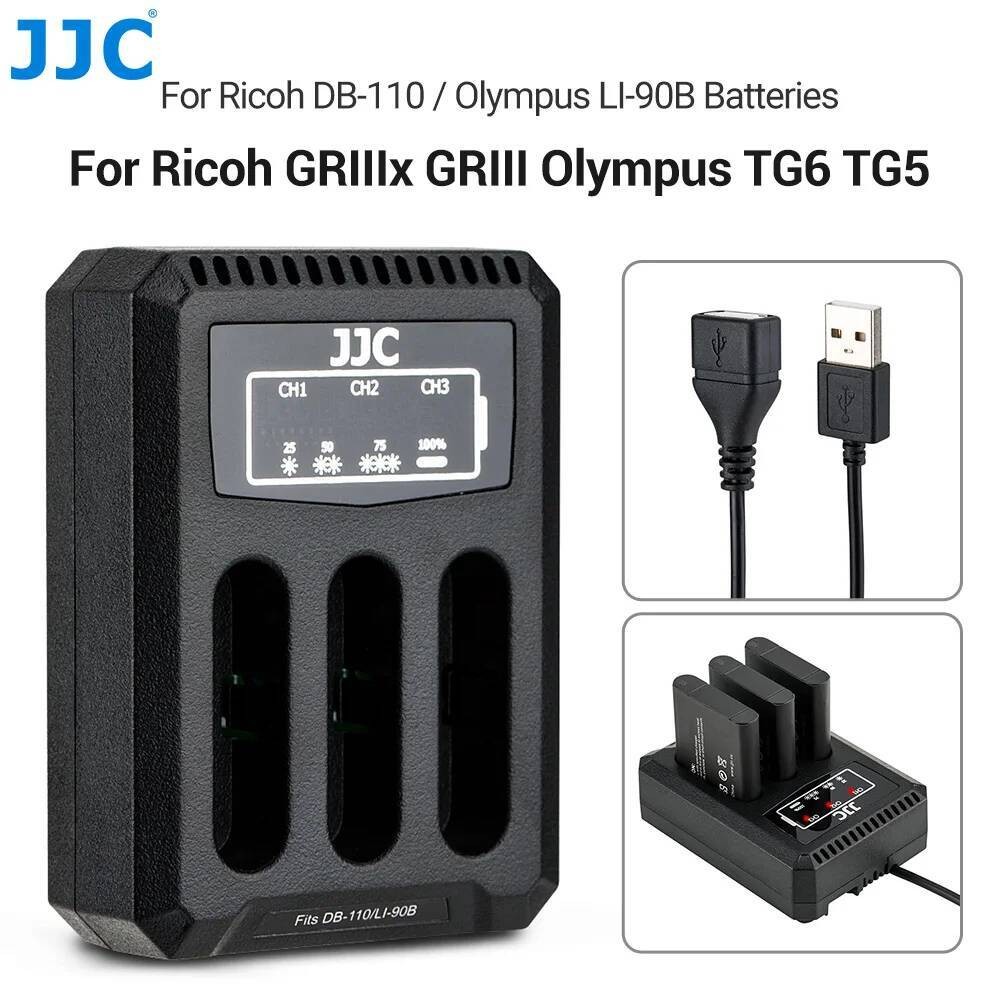 NIT JJC DB-110 LI-90B เครื่องชาร์จแบตเตอรี่กล้อง USB สําหรับ Ricoh GRIIIx HDF GRIII HDF Olympus TG-7