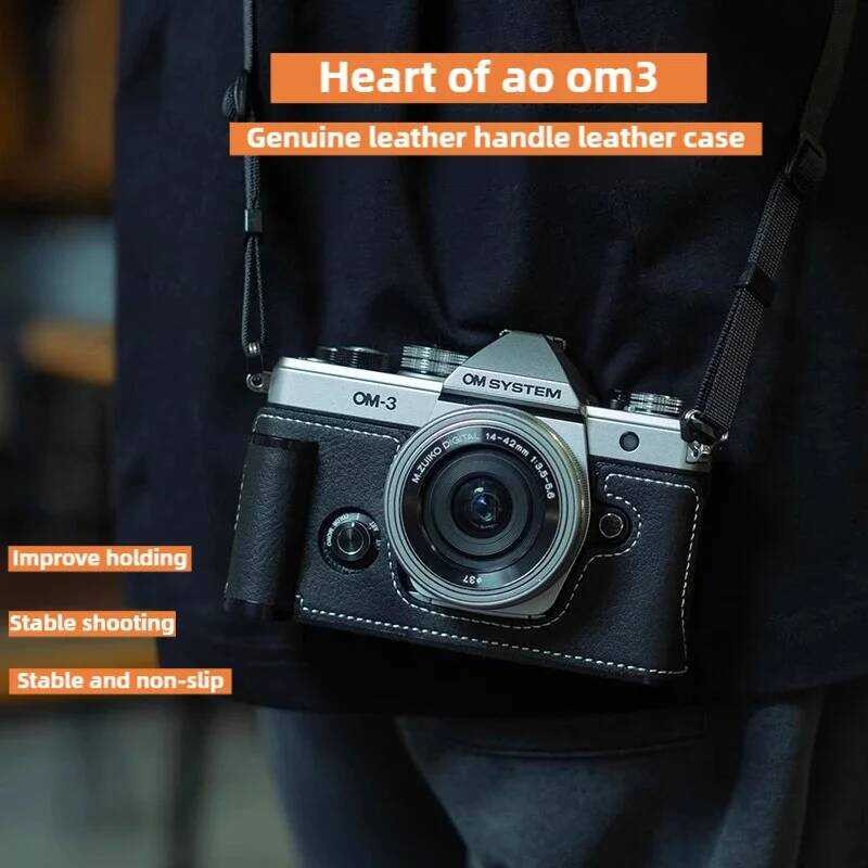 ใหม่สําหรับเคสมือจับ Olympus OM-3; ตัวป้องกันกระเป๋ากล้อง om3 สายสะพายไหล่ข้อมือหนังแท้ OM3