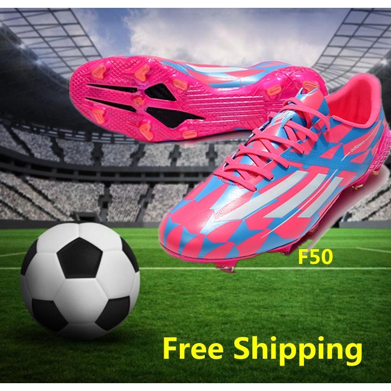 ADIDAS F50-ghosted AdiZero HT FG Memory Lane รองเท้าฟุตบอลสีชมพูรองเท้าฟุตบอลกลางแจ้งระบายอากาศกันน้