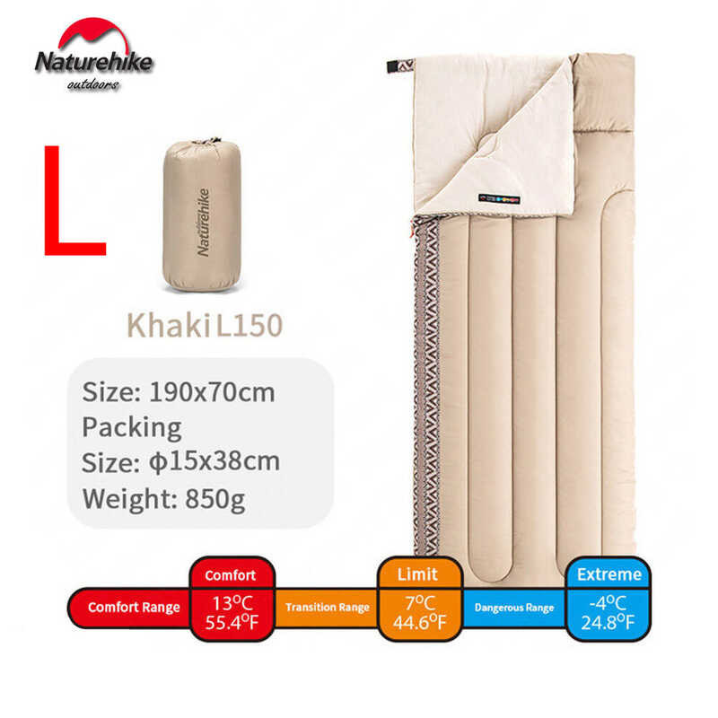 Naturehike L150 ถุงนอนผ้าคอตตอนน้ำหนักเบามาก850ก