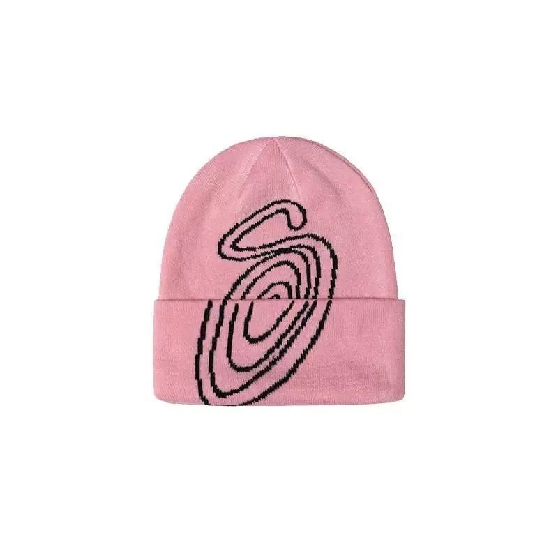 ♞Stussy 22FW Swirl Cuff Beanie หมวกถักสําหรับบุรุษและสตรีหมวกกันลมอุ่น