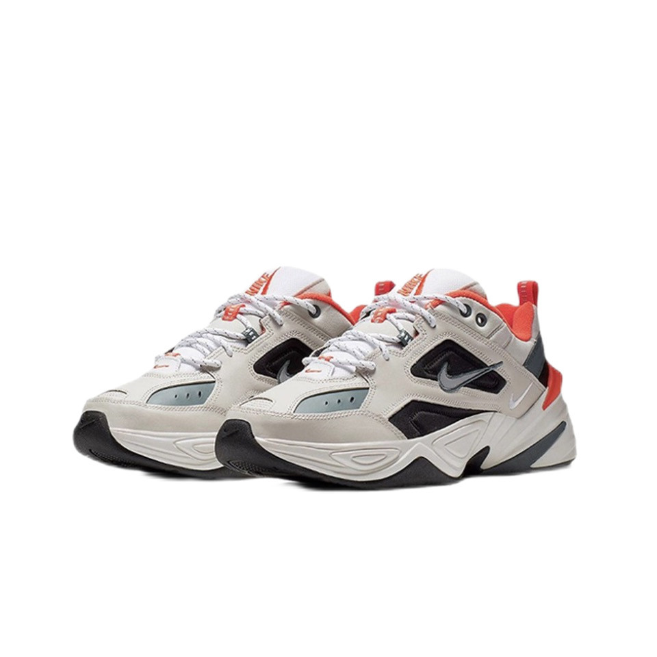 ♞,♘Nike M2K Tekno ESS Light Bone ของแท้  รองเท้าพ่อต่ำรองเท้าผ้าใบสีเทาส้ม mnj