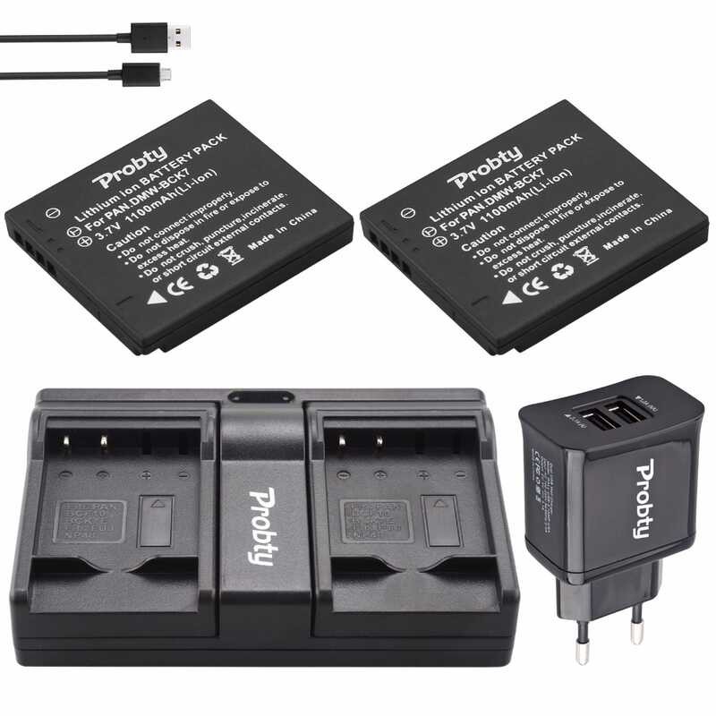 2 7 x แบตเตอรี่ Probty DMW-BCK7 DMW BCK7 ชาร์จคู่ + ปลั๊ก Panasonic DMC-S1A