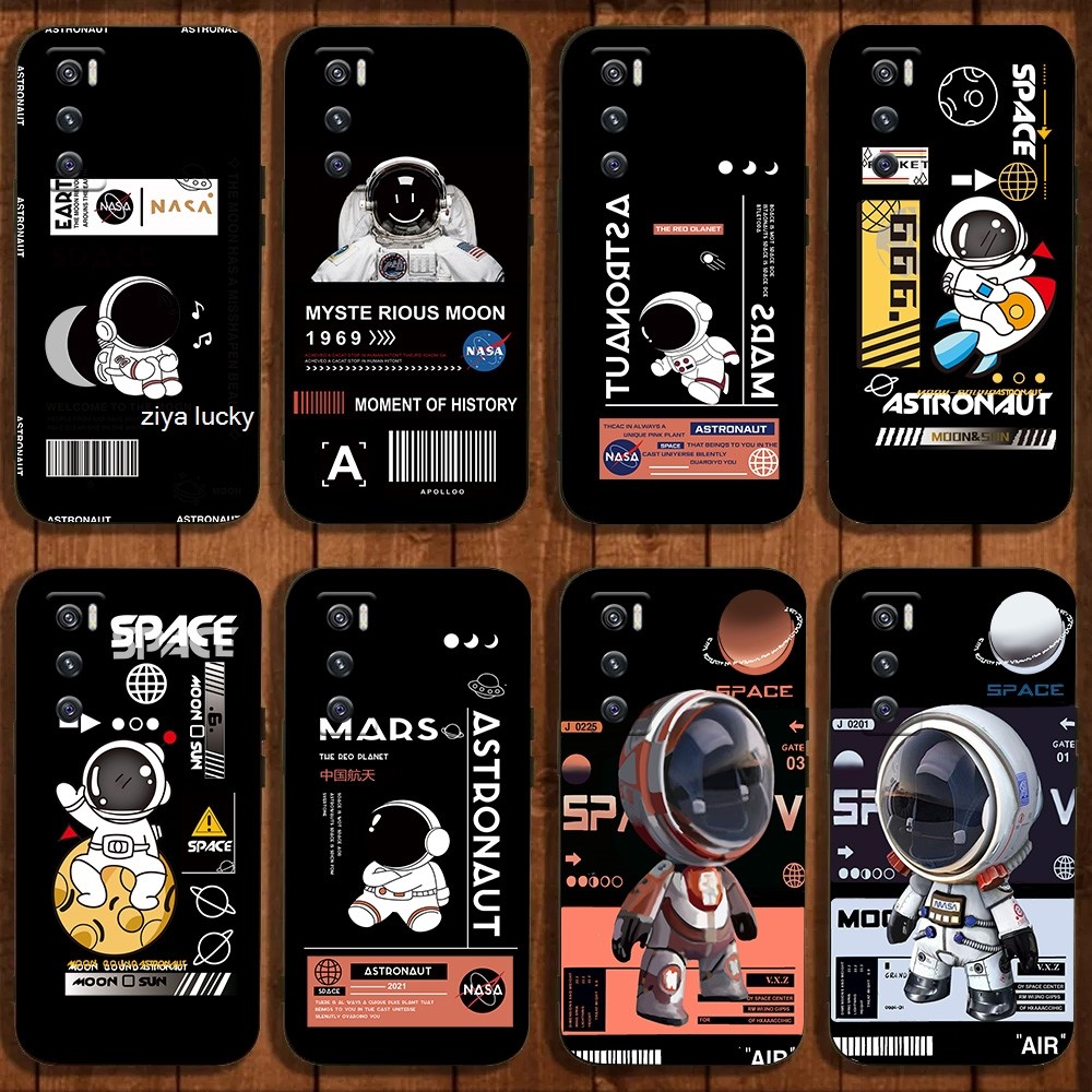 ปลอก Vivo V20 SE Y70 2020 V2022 V2023 Frosted Astronaut Case Square Soft Edge Silicone Cartoon NASA 