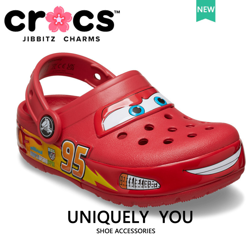 ♞,♘,♙รองเท้า crocs เด็ก  PIXAR CARS LIGHTNING MCQUEEN CLOG รองเท้าแตะไปทะเล ร้องเท้าหัวโต#209381 CF