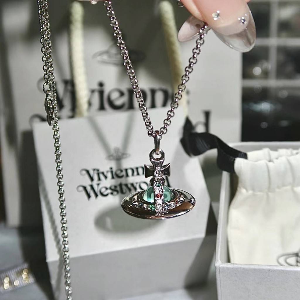 Vivienne Westwood Mint Green orb สร้อยคอ Mint Green Planet สร้อยคอ