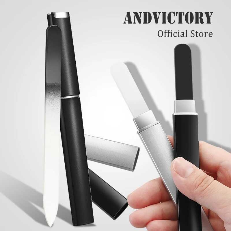 ❤ 【Must-Have Style】 Files Professional Double Sided Etched Glass Nail File Stuffers With Case M