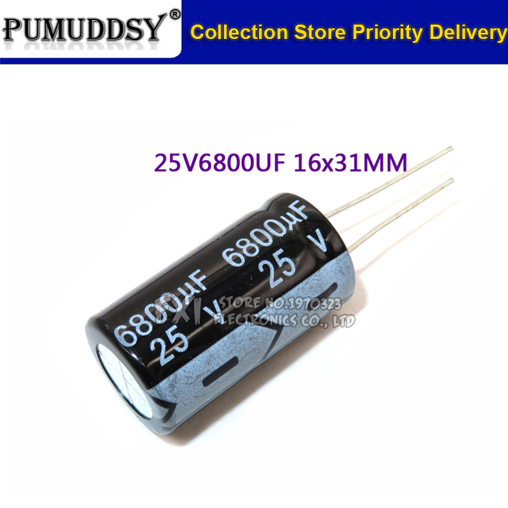 10PCS 25v6800uf 6800uf25v 16*31 25v 6800uf 16x31 Electr Electrolytic capacitor
