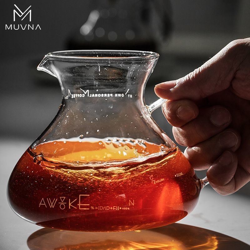 MUVNA Hand Brew Coffee Set Sharing Pot with Scale V60 Filter Cup Filter Paper Hand Brew Coffee Pot หม้อกรองกาน้ําชาดอกไม้