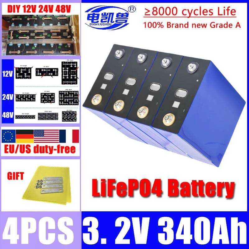 แบตเตอรี่ลิเธียมไอออนฟอสเฟต LiFePO4 ขนาด 3.2V 4 ชิ้น 320Ah 310Ah 340Ah 280Ah 202AH 105Ah สำหรับรถกอล